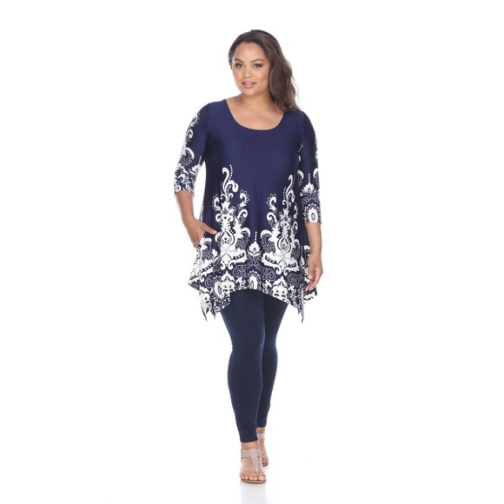 White Mark Womens Yanette Tunic Top Navy & White New With Tags Size Medium